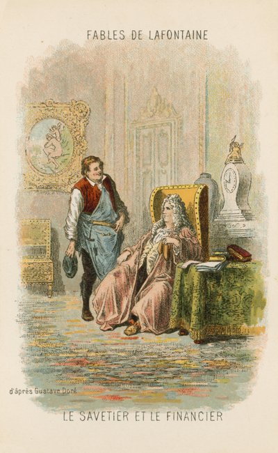 Skomageren og finansmanden (chromolitho) af Gustave Dore